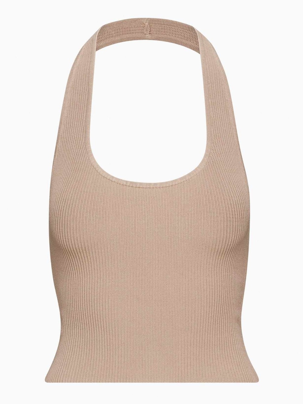 Aritzia Babaton Sculpt Knit Backless Halter Top - Fluent Taupe Ribbed Tank